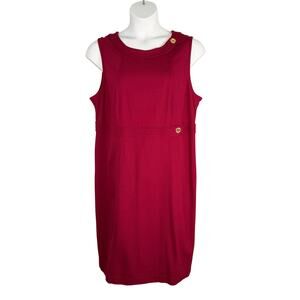 New Talbots Dress Womens 20 Cranberry Red Gold Button Seamed Sheath